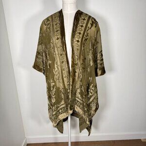 1768 Tom + Eva Velvet Burnout Kimono Boho Earthy Fairy Goblin Festival  OS